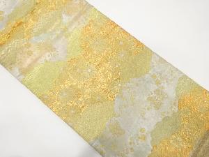 二重引き箔　佐賀錦　霞取りに菊梅模様織り出し袋帯